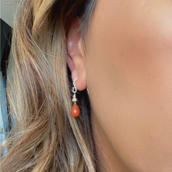 Carnelian Teardrop Earrings - Picture 3 of 11